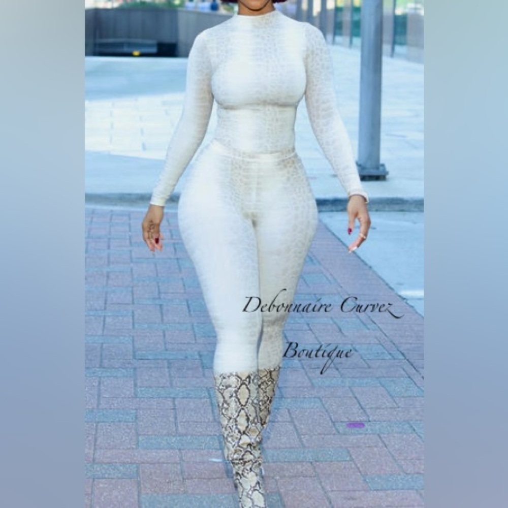 Cream Snakeskin Two-Piece set